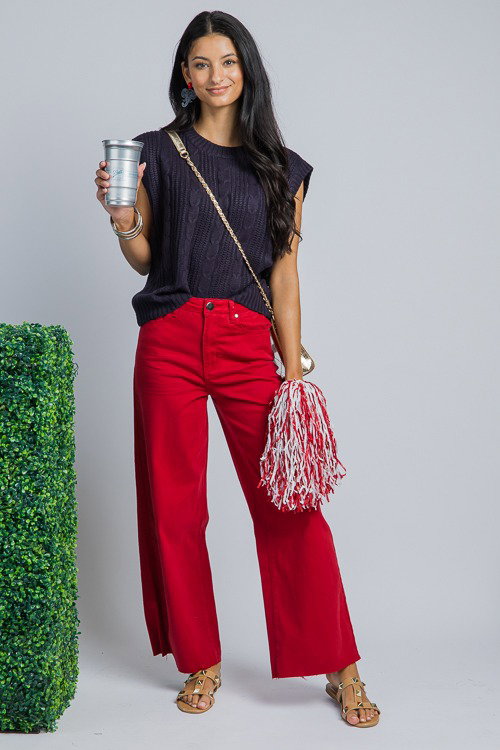 Umgee Scallop Hem Wide Leg Pants